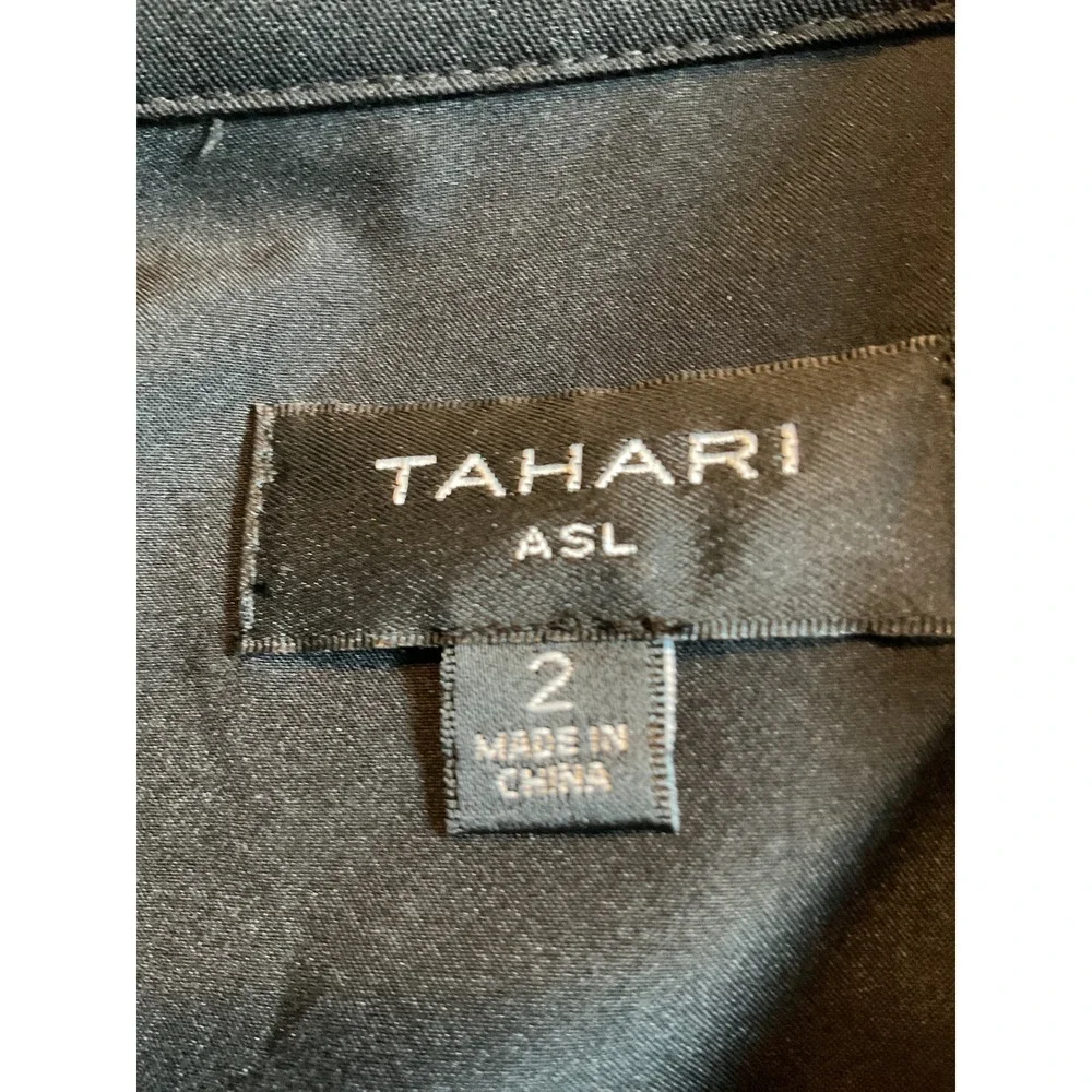 Tahari ASL Womens Black Snap Front Tiered Midi Dress Ruffle Cap Sleeve Size 2 - Picture 3 of 9